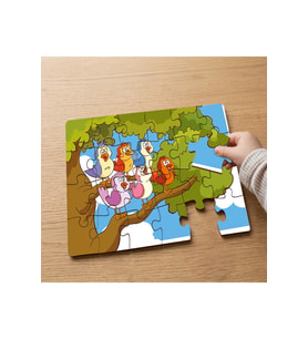 Dalda Renkli Kuşlar Tasarımlı 24 Parça Ahşap Çocuk Puzzle MPK0471