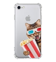 PrintiFy Apple iPhone SE 2022 Uyumlu Kedi 1 Baskılı Şeffaf Köşe Korumalı Antişok Kılıf