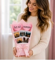 Kişiye Özel 5 Fotoğraflı İyi ki Varsın Tasarımlı Fotoğraf Buketi
