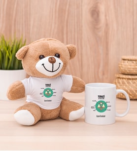 Kişiye Özel Terazi Burcuna Hediye Peluş Ayı ve Beyaz Kupa