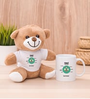 Kişiye Özel Terazi Burcuna Hediye Peluş Ayı ve Beyaz Kupa