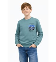 Erkek Çocuk Önü Arkası Baskılı Sweatshirt BGL-ST05237 (Açık Yeşil)