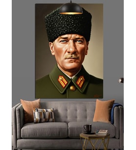 Mustafa Kemal Atatürk Portresi Dekoratif Kanvas - Mdf Ahşap Tablo