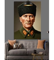 Mustafa Kemal Atatürk Portresi Dekoratif Kanvas - Mdf Ahşap Tablo