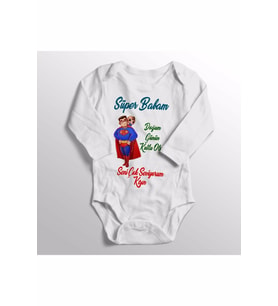 Bebek Beyaz Süper Babam Doğum Günü Hediyesi Basılı Zıbını