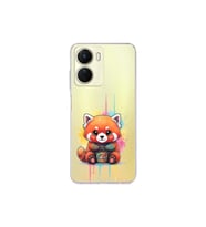 Vivo Y16 ile Uyumlu Splash Tilki Tasarımlı Şeffaf Silikon Kılıf