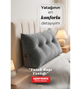 Yatak Başı Yastığı Sırt ve Bel Destek Yastığı 120 cm Yaslanma ve Dinlenme Yastığı (Gri)