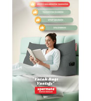 Yatak Başı Yastığı Sırt ve Bel Destek Yastığı 120 cm (Gri)