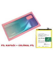 Tkgz Oppo A52 Arka Pil Batarya Kapağı + PİL (CAM) MAVİ
