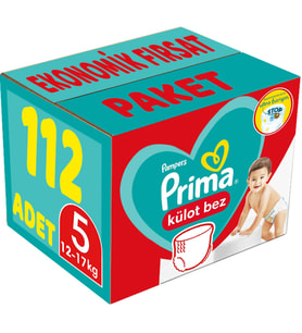 Prima Külot Bebek Bezi 5 Beden 12-17 KG Junior 112 Adet Ekonomik Fırsat Pk