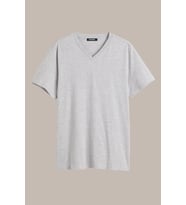 COMEOR Erkek Gri Slim Fit Pamuklu Kısa Kollu V Yaka T-Shirt