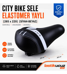 RECTUS City Bike Elastomer Yaylı Bisiklet Selesi 265x220 mm Siyah-Beyaz Ergonomik Konforlu Sele