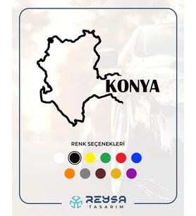 Konya Harita Araba Sticker siyah 17x13 CM (Siyah)