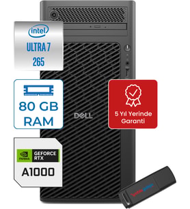 Dell Pro Max Tower T2 Ultra 7 265 80GB Ddr5 2tb SSD 8GB/A1000 Windows 11 Pro Masaüstü Iş Istasyonu FCT22502A1000P23 + Zettausb