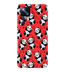 Xiaomi Mi 12T Pro Uyumlu Lansman Kılıf Panda Tasarımlı İçi Kadife Kapak-Kırmızı (Şeffaf)