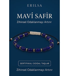 Sertifikalı Mavi Safir Taşı Bileklik – Zihinsel Odaklanma ve Netlik Sağlayan Taş (Çok Renkli)