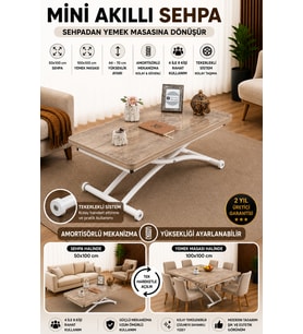 Akıllı Sehpa Mini Juppo Üst Tabla Mdf Oval Köşe Alt Ayak Beyaz