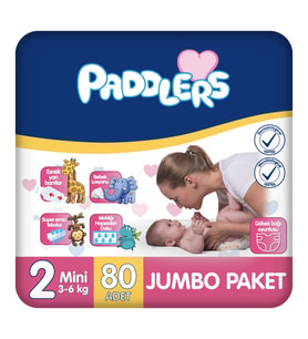 Paddlers Bebek Bezi 2 Numara Mini (3-6 Kg) 80 Adet – Jumbo Paket
