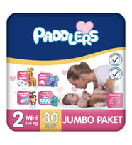 Paddlers Bebek Bezi 2 Numara Mini (3-6 Kg) 80 Adet – Jumbo Paket
