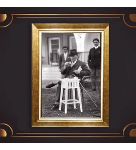 Altın Varaklı Çerçeveli Paspartulu Atatürk Tablo z4688 (Gold)