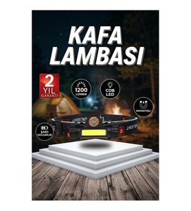 Şarjlı Kafa Lambası 1200 Lümen COB LED Mıknatıslı Lityum İyon Pilli Çalışma Işığı