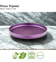 ARZU ÇELİK 3lü  Granit Pizza Tepsisi Seti - Violet