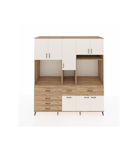 Kronos Dolap 10 Raflı 6 Çekmeceli 8 Kapaklı 220x59x243 Çam-Aytaşı/Çam
