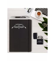 Kişiye Özel Desen  Tasarımlı  Defter - Kalem  ve Çakmak Seti (Model 1)