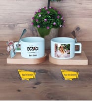 Eczacı Kupa Bardak Ahşap Altlıklı Kısa Fotoğraflı Eczacılık Günü Hediyesi