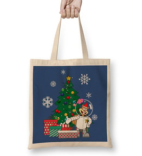 Sandy Cheeks Around The Christmas Tree Spongebob Bez Çanta Uzun Saplı