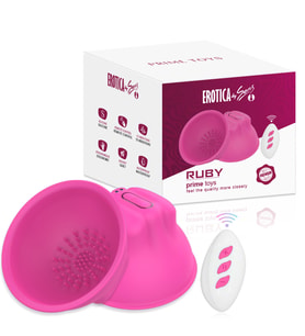 PRIME TOYS Ruby Şarjlı Uzaktan Kumandalı Meme Ucu Masajı Tırtıklı 2 in 1 Göğüs Uyarıcı Vibratör