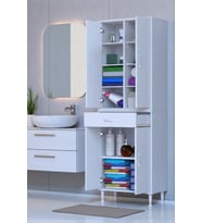 Eliusta Nexa Modüler Dolap  55 Cm Banyo/Mutfak Dolabı Extra Kullanım Alanlı 55x173x32,5 cm Beyaz Dolap