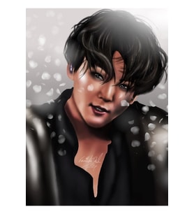 Jungkook 'yarı Gerçekçi' Tablo Ahşap Poster Dekoratif Kod1914
