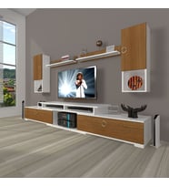 Decoraktiv Flex 5DA130 Mdf Gold Tv Ünitesi Tv Sehpası - Beyaz Ceviz (Beyaz - Ceviz)