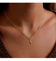Kişiye Özel Minimalist Şimşek Kolye 925K Gümüş (Gold)