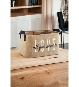 Love Baskılı Jüt Dolap Içi Çocuk Odası Oyuncak Düzenleyici Katlanır Saklama Sepeti Organizer30x22x18