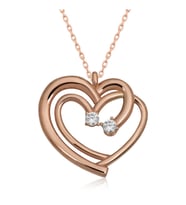 Gümüş Rose Birleşmiş Kalpler Kadın Kolye  SL3009