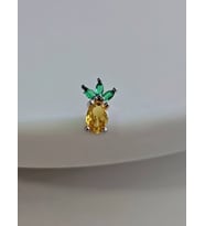 Ananas Model Kıkırdak Piercing Tragus Helix Silver Gümüş ve Altın Kaplama Gold Renk Küpe (Gümüş)