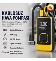 4000mAh Kablosuz Dijital Göstergeli Taşınabilir Araç Lastik Şişirme Kompresörü Hava Pompası
