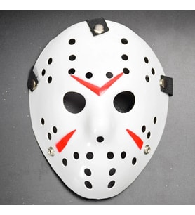 Beyaz Renk Kırmızı Çizgili Tam Yüz Hokey Jason Maskesi Hannibal Maskesi