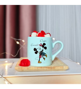 Mickey & Minnie Mouse Sevgili Eş Tasarımlı Kişiye Özel Yeşil Türk Kahvesi Fincanı