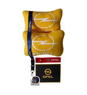 Opel Uyumlu Nakışlı Sarı Polar Ortopedik Seyahat Boyun Yastık / Oto Aksesuar