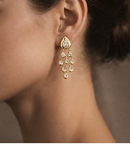 Damla Motifli Sallantılı Gold Küpe (Altın)