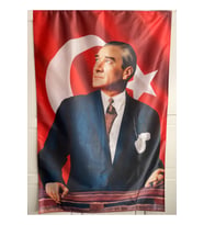 80x120 cm Atatürk Baskılı Türk Bayrağı – Raşel Kumaş, Çift Dikiş, Solmaz Renk