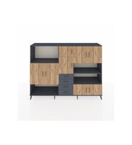 Hyperion Dolap 9 Raflı 4 Çekmeceli 8 Kapaklı 220x44x163 Antrasit-Çam/Antrasit