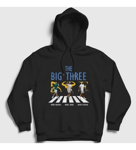 Presmono Unisex Siyah Big Three Novak Rafael Roger Tenis Kapüşonlu Sweatshirt 451991tt