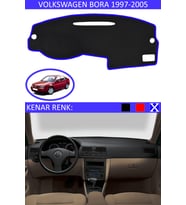 Volkswagen Bora 1997-2005 İçin Uygun Torpido Koruma Halısı Siyah Kenar Renk Mavi