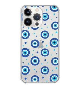 PrintiFy Apple iPhone 13 Pro Max Uyumlu Nazar Boncuğu 1 Baskılı Şeffaf Köşe Korumalı Antişok Kılıf