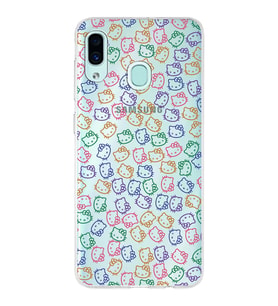 Samsung Galaxy A30 Uyumlu Kapak Hello Kitty Tasarımlı Şeffaf Silikon Kılıf