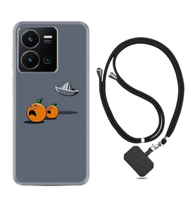 Vivo Y22 Kılıf Resimli Boyun Askılı İpli Desenli Silikon Orange Escape 1374